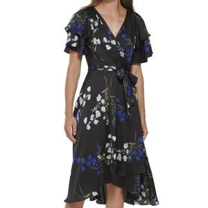 DKNY floral dress with belt.